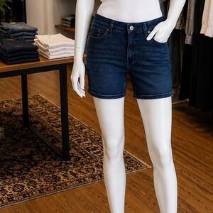 DKNY Jeans Womens Denim Shorts Dark Wash Stretch Bermuda 6